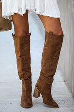 Velvet Rebel High-heeled suede knee-high boots