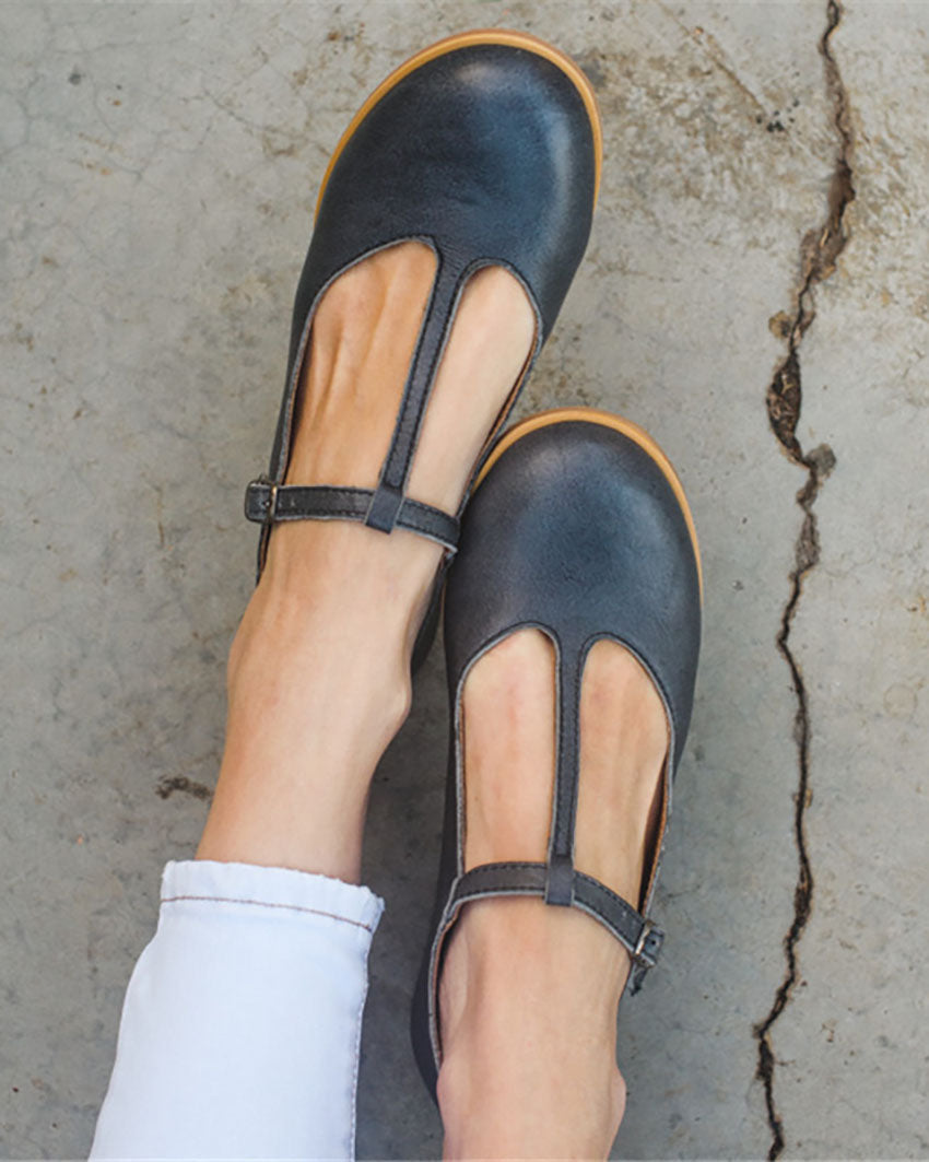 T-Strap Comfortable Shallow Flat Shoes
