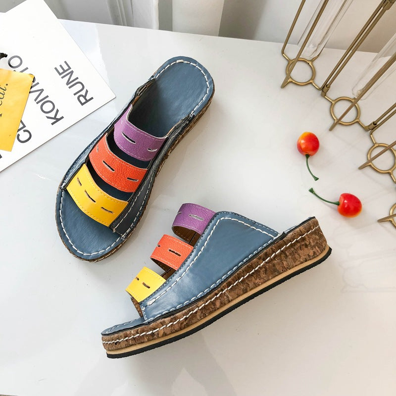 Pantoufles décontractées à fond épais de couleur