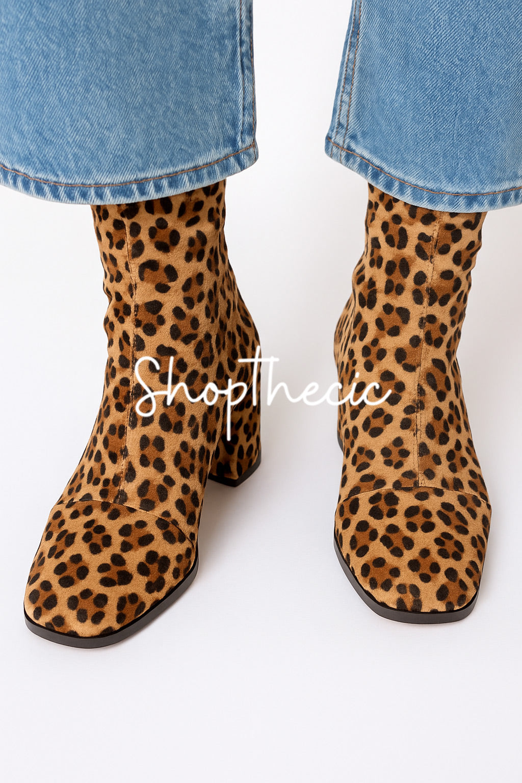 Modern Maverick Square toe colorblock mid-heeled boots