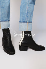 Bottes à talons mi-hauts colorblock à bout carré Maverick modernes