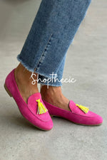 Scarpe slip-on con nappe viola a punta bassa