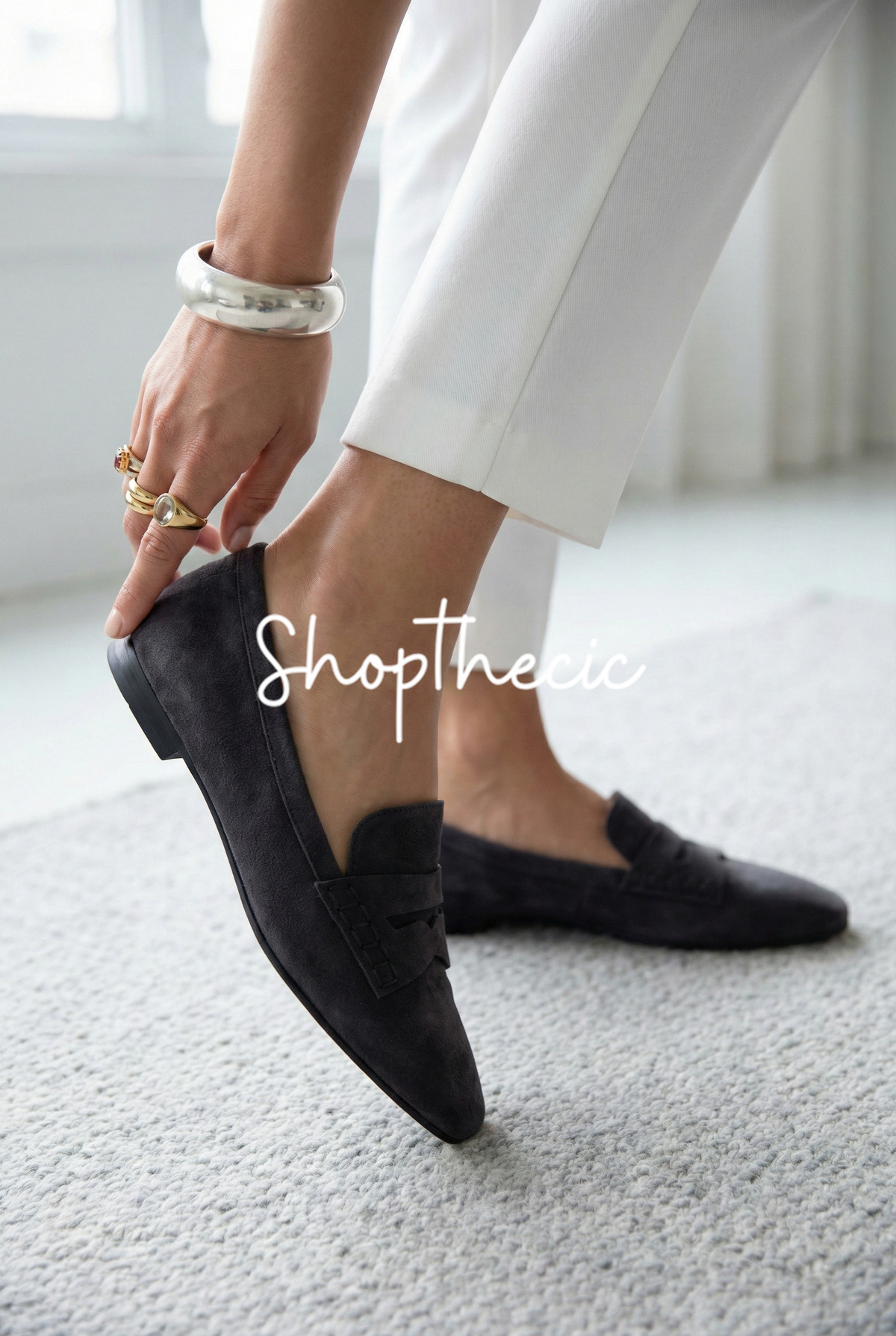 Brown retro suede square toe buckle shallow shoes