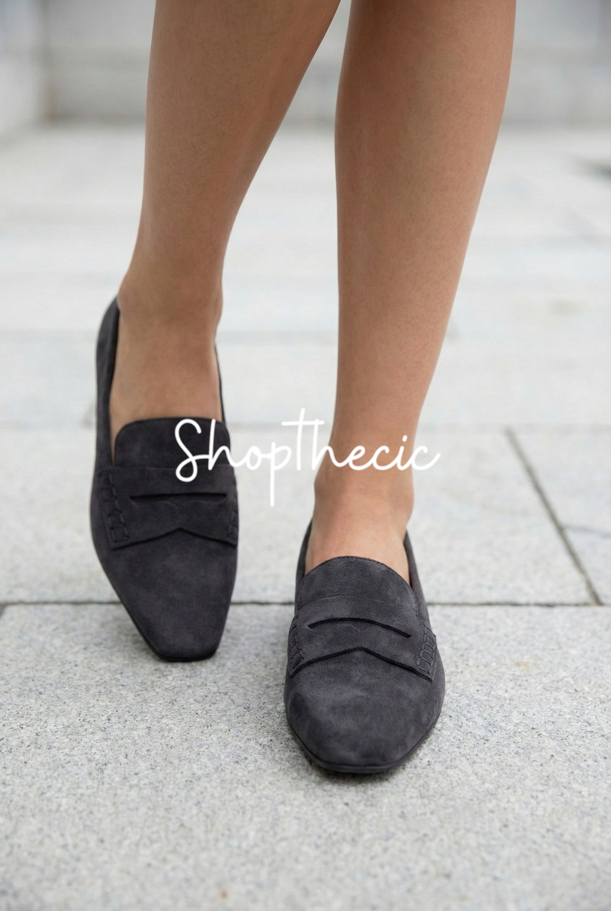 Brown retro suede square toe buckle shallow shoes