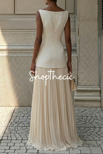 Sleeveless vest pleated skirt two-piece knitted set