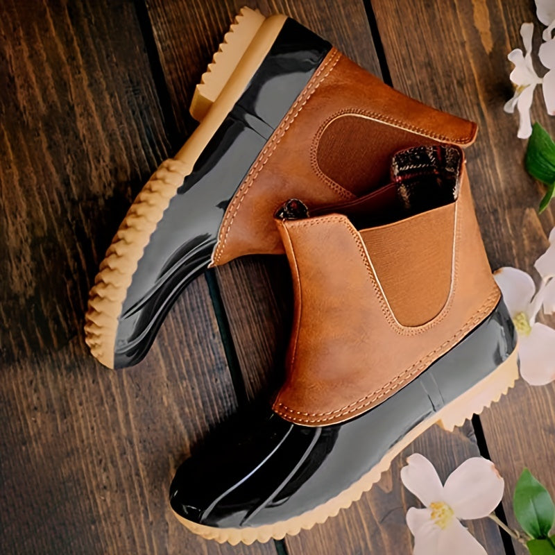 Bottines imperméables à enfiler imprimées léopard