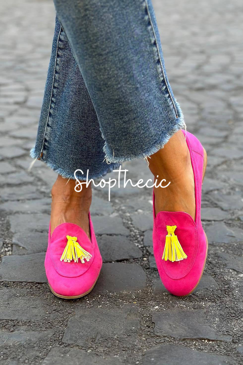 Scarpe slip-on con nappe viola a punta bassa