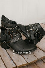 Steam Age Heavy Industry Low Heel Rivet Ankle Boots