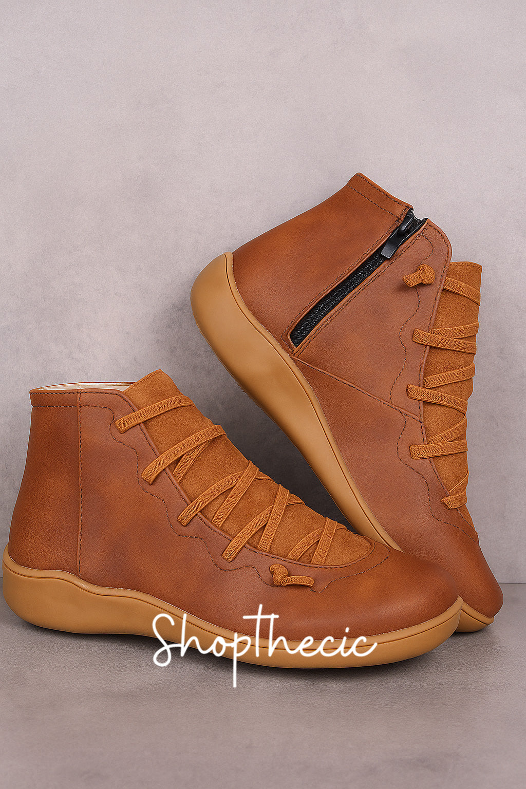 Vintage Lace-Up Flat Ankle Boots - Classic Restock