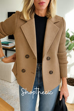 Knitted elastic sleeves patchwork woolen suit jacket