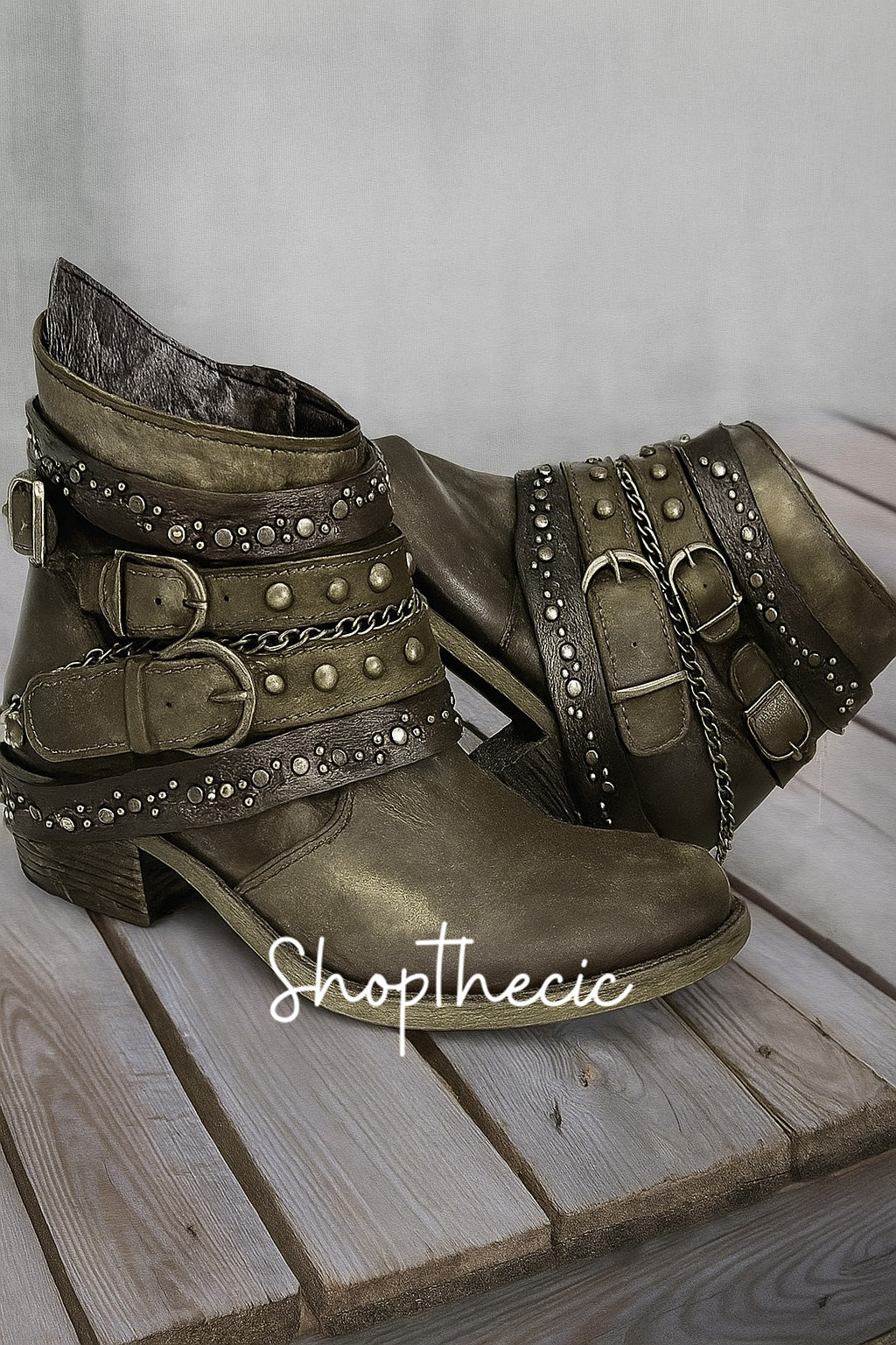 Steam Age Heavy Industry Low Heel Rivet Ankle Boots