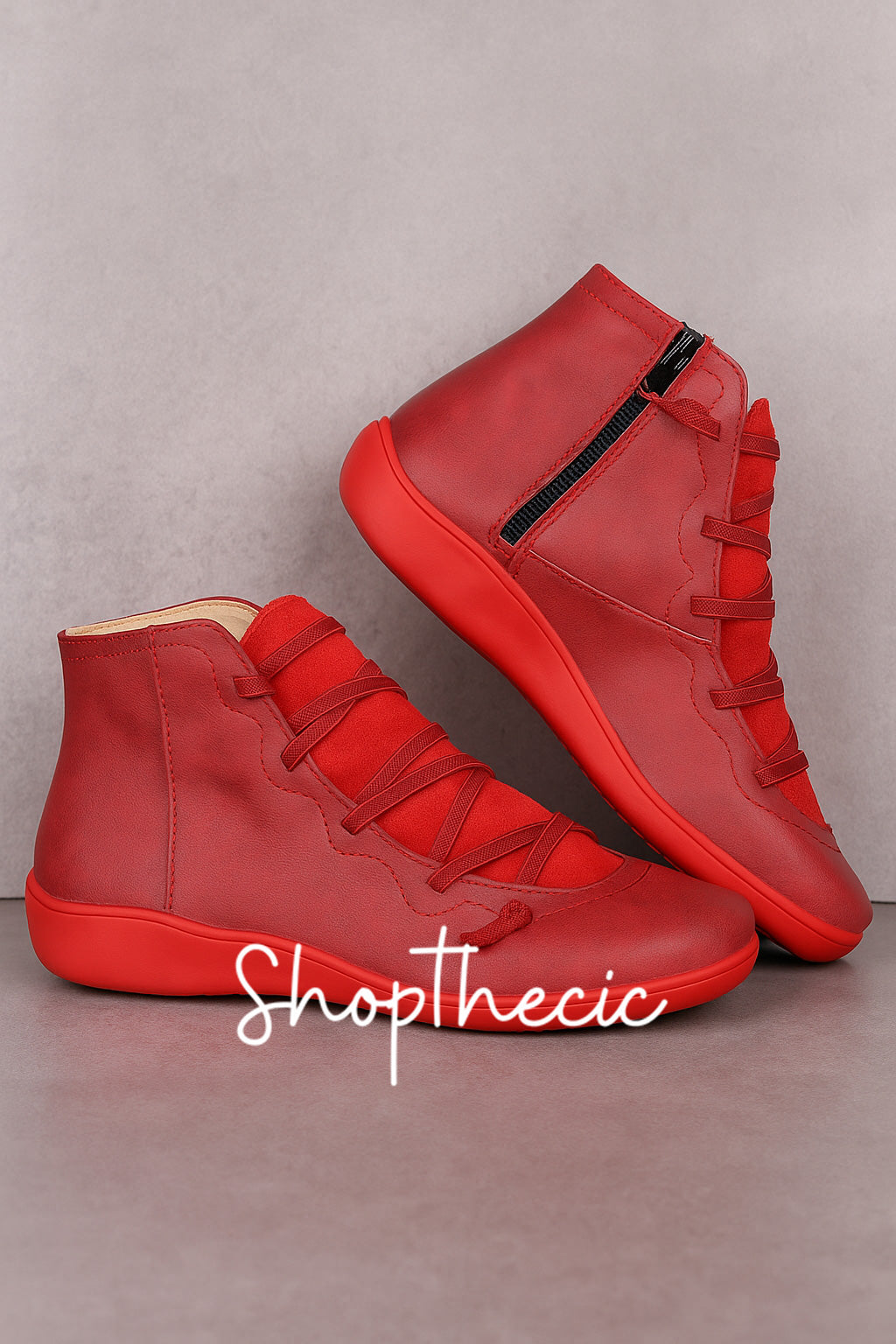 Vintage Lace-Up Flat Ankle Boots - Classic Restock