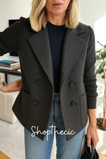 Knitted elastic sleeves patchwork woolen suit jacket