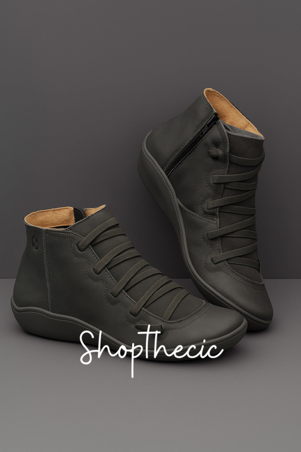Vintage Lace-Up Flat Ankle Boots - Classic Restock