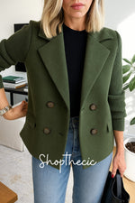 Knitted elastic sleeves patchwork woolen suit jacket