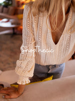 Botticelli’s Veil V Neck Lace Blouse