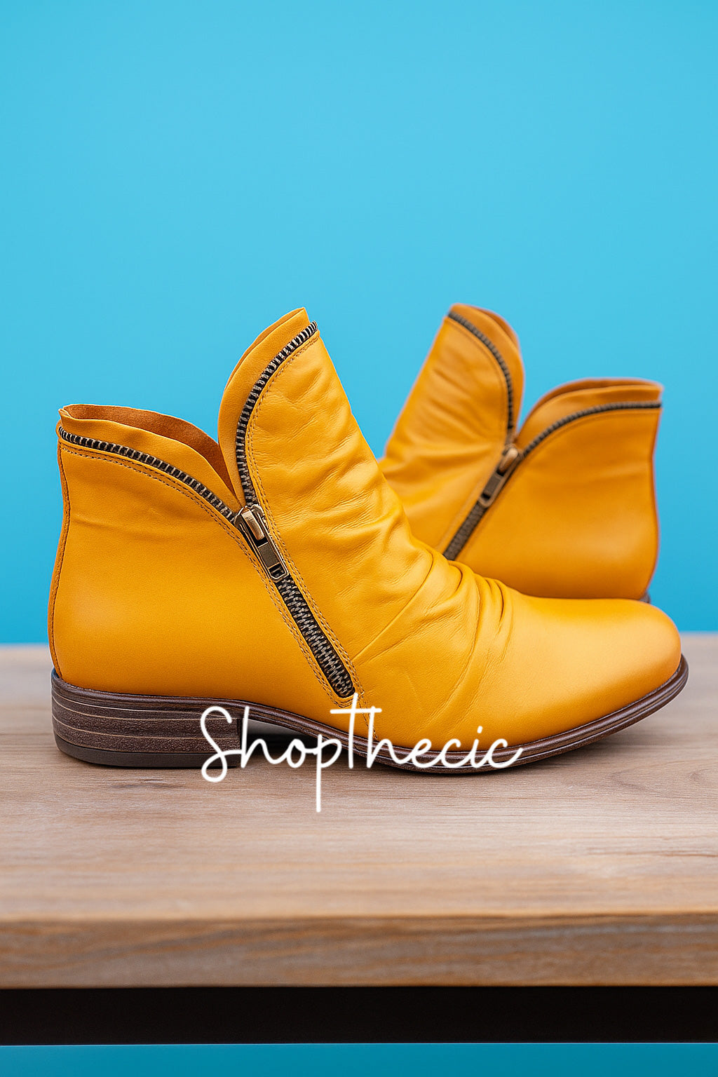 Flat pointed-toe rubbed-color side zipper Chelsea boots - Classic Restock