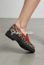 Mocassini con tacco basso e punta tonda leopardati My Way