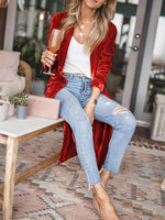 Cheering My Way Samt-Cardigan-Mantel