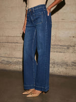 High Waist Straight And Thin Wide Legs Temperament Denim Trousers