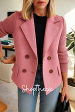 Knitted elastic sleeves patchwork woolen suit jacket