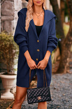 Manteau tricoté mi-long à trois boutons à col revers