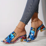 Versatile Rhinestone Peep Toe Chunky Heeled Sandals