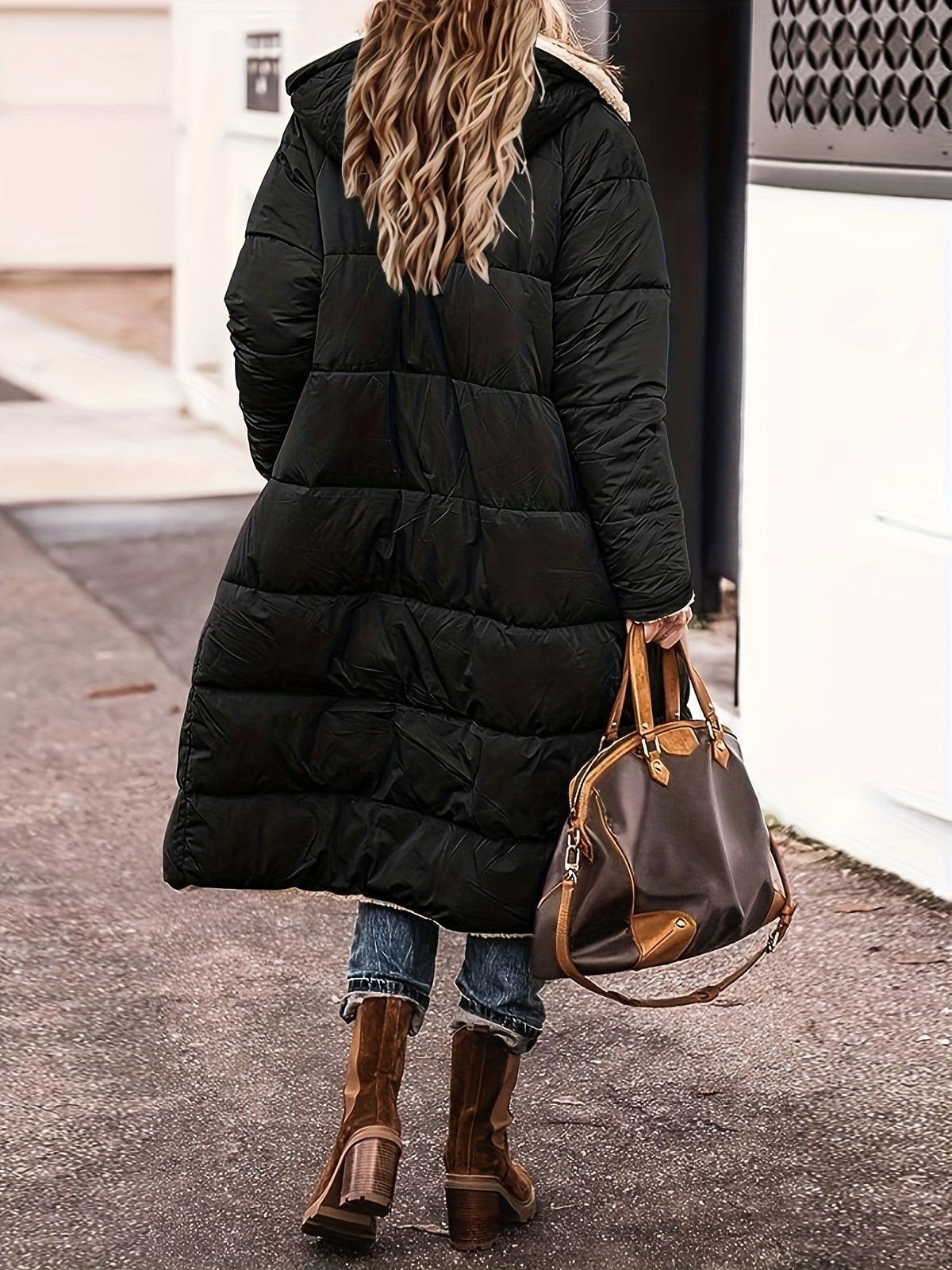 Vielseitiger Langarm-Thermomantel mit Reißverschluss vorne und Farbblockdesign