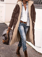 Vielseitiger Langarm-Thermomantel mit Reißverschluss vorne und Farbblockdesign