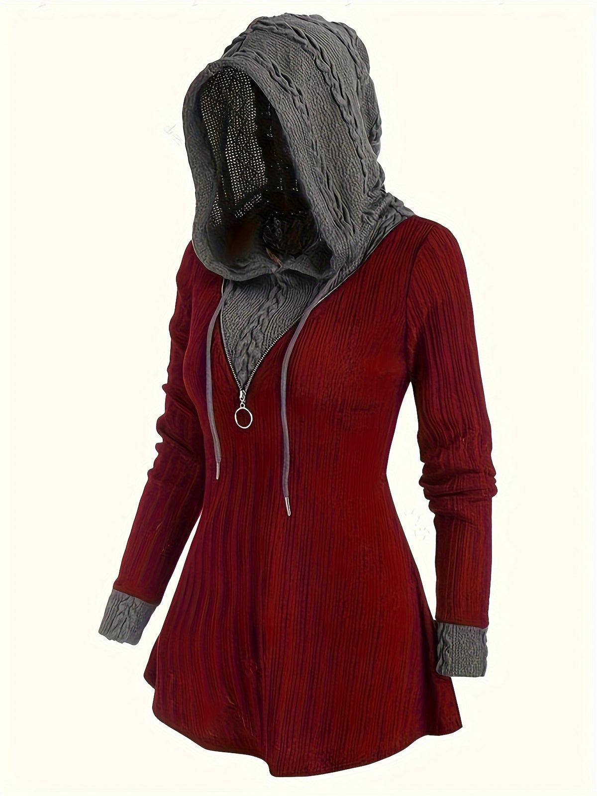 Sweats à capuche avec cordon de serrage et fermeture éclair en bloc de couleur