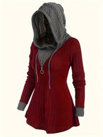 Sweats à capuche avec cordon de serrage et fermeture éclair en bloc de couleur