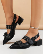 VintageDouble Buckle Straps Leather Oxfords