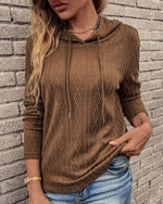 Pull à capuche en jacquard à manches longues et lacets