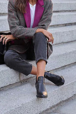 Metal five-star embellished low-heeled ankle boots