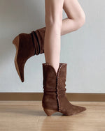 City Rebel low-heeled suede mid-calf boots