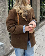 Old Hollywood Glam suede midi jacket