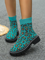 Under the Neon Leopard knitted sock boots