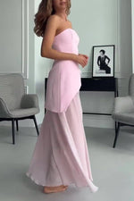 Chic strapless tube semi-sheer hem vacation dress