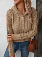 Thick buttoned twist hooded sweater