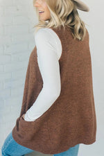 V-neck pocket knitted vest sleeveless sweater
