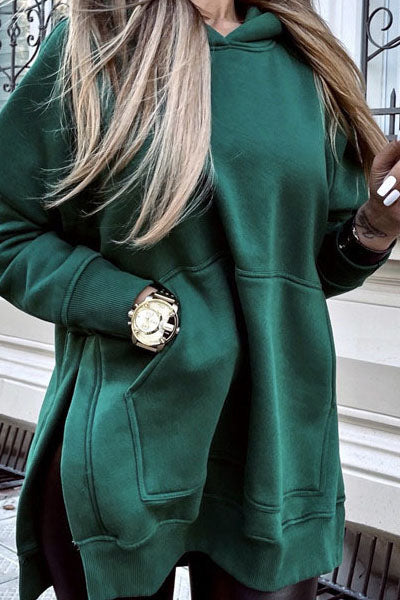 Sweat à capuche surdimensionné avec poche kangourou et fentes latérales