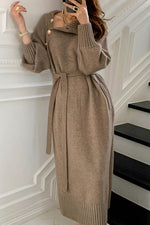 Woolly Haze shoulder buttons turtleneck long sweater coat