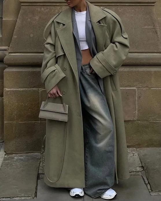 Norwegian Fjord Long woolen trench coat