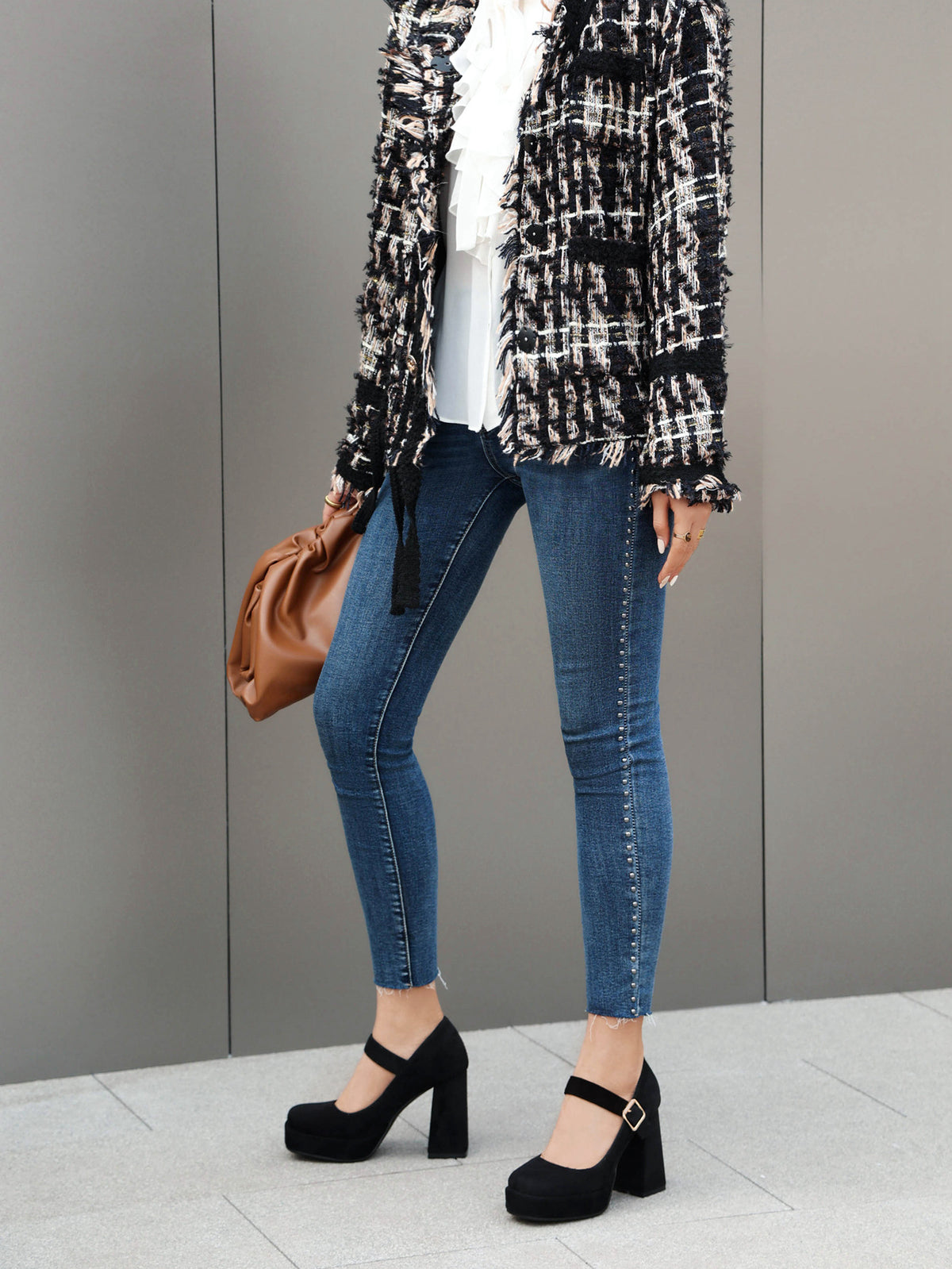 Suede Waterproof Platform Chunky Heel Square-toe Pumps