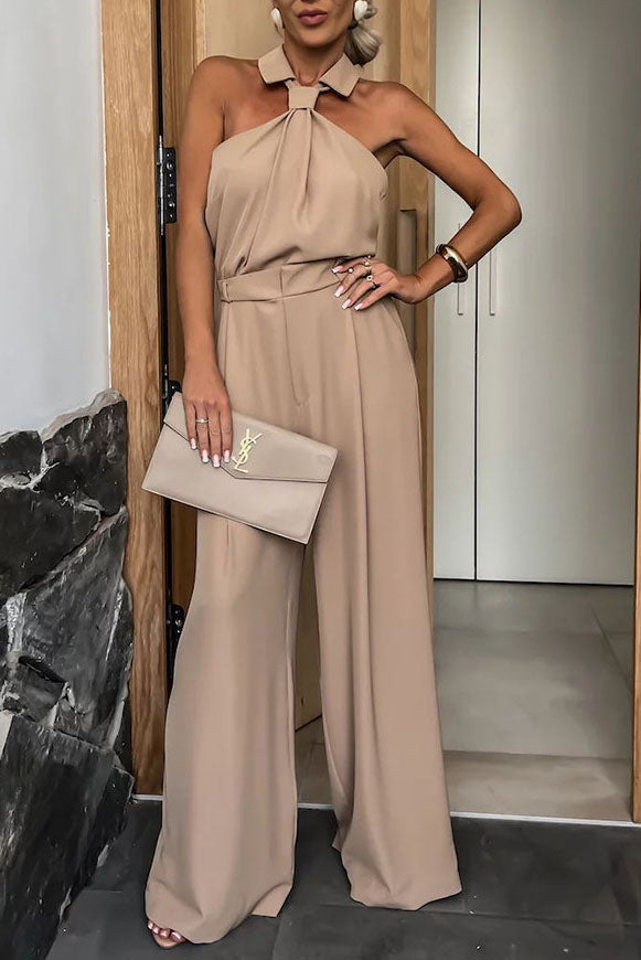 Unique Neckline Design Sleeveless Jumpsuit