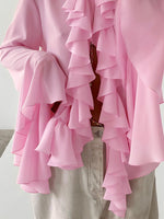 Wide Cuffs and Ruffles Long sleeve Light Shirt