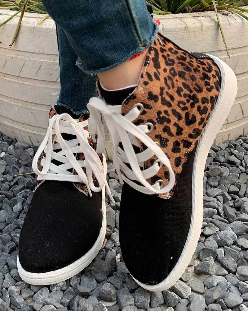 Leopard print patchwork canvas Chelsea boots