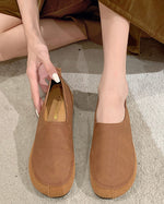Minimalist retro soft sole round toe loafers