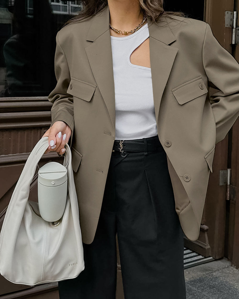 Locker sitzender Vintage-Blazer mit vier Taschen