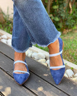 Mary Janes en daim à double bride et bout pointu